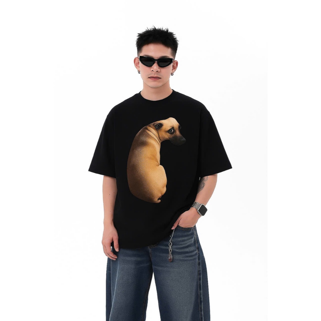 Áo thun Stee Cổ tròn MUGGIN DOG Localbrand ICVCVNI Unisex Cotton