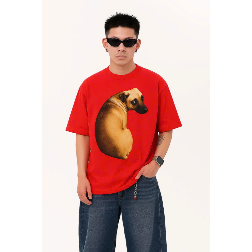 Áo thun Stee Cổ tròn MUGGIN DOG Localbrand ICVCVNI Unisex Cotton