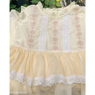[B&G] Đầm váy bé gái sát nách phối ren tầng màu hồng, kem dễ thương cho bé từ 12-45kg(2-12 tuổi)