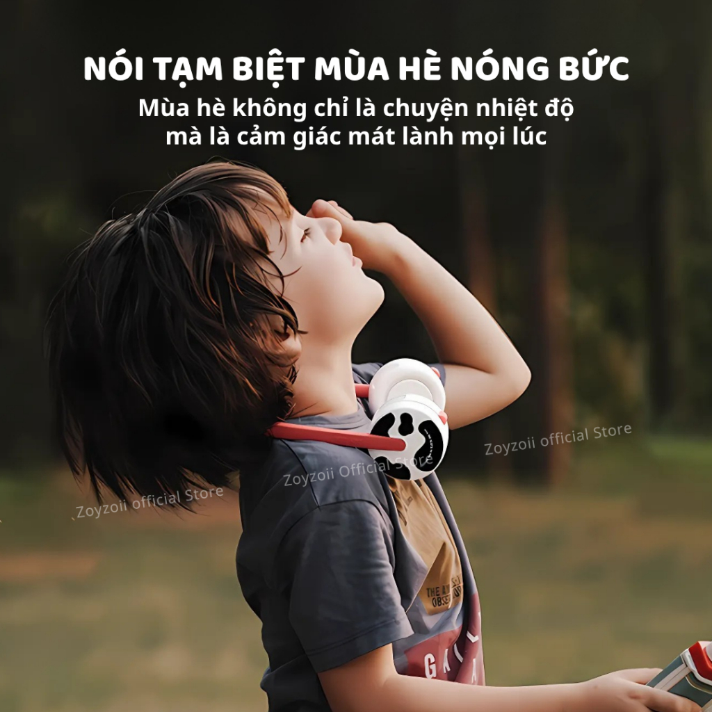 Quạt Đeo Cổ Cho Bé Zoyzoii F18 Quạt Tích Điện Mini Không Cánh An Toàn Làm Mát 360 Độ