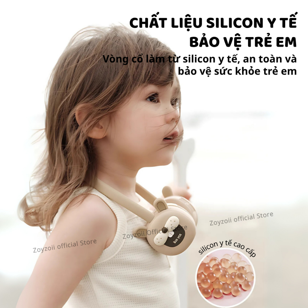 Quạt Đeo Cổ Cho Bé Zoyzoii F18 Quạt Tích Điện Mini Không Cánh An Toàn Làm Mát 360 Độ