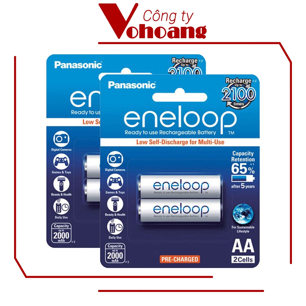 Bộ 4 pin sạc AA Panasonic Eneloop 2000mAh NiMH điện áp 1.2V (Trắng ...
