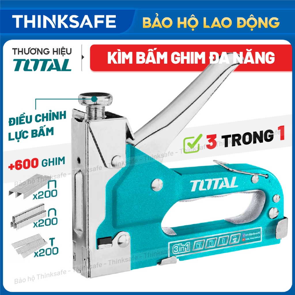 Kìm bấm đinh ghim đa năng 3 trong 1 Total THT31143 điều chỉnh lực bắn ...