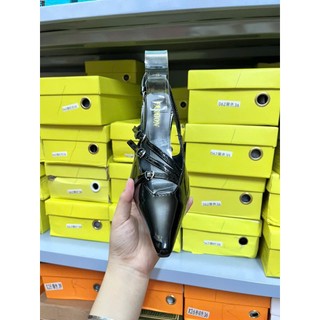 Giày cao gót nữ da PU tổng hợp dệt vải đế cao su cổ điển dễ thương nữ tính đáng yêu