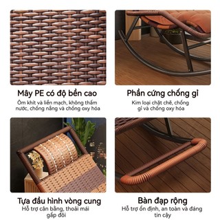 Ghế bập bênh thư giãn tiện lợi khung thép dày dặn Cho người già nghỉ trưa phòng khách ban công