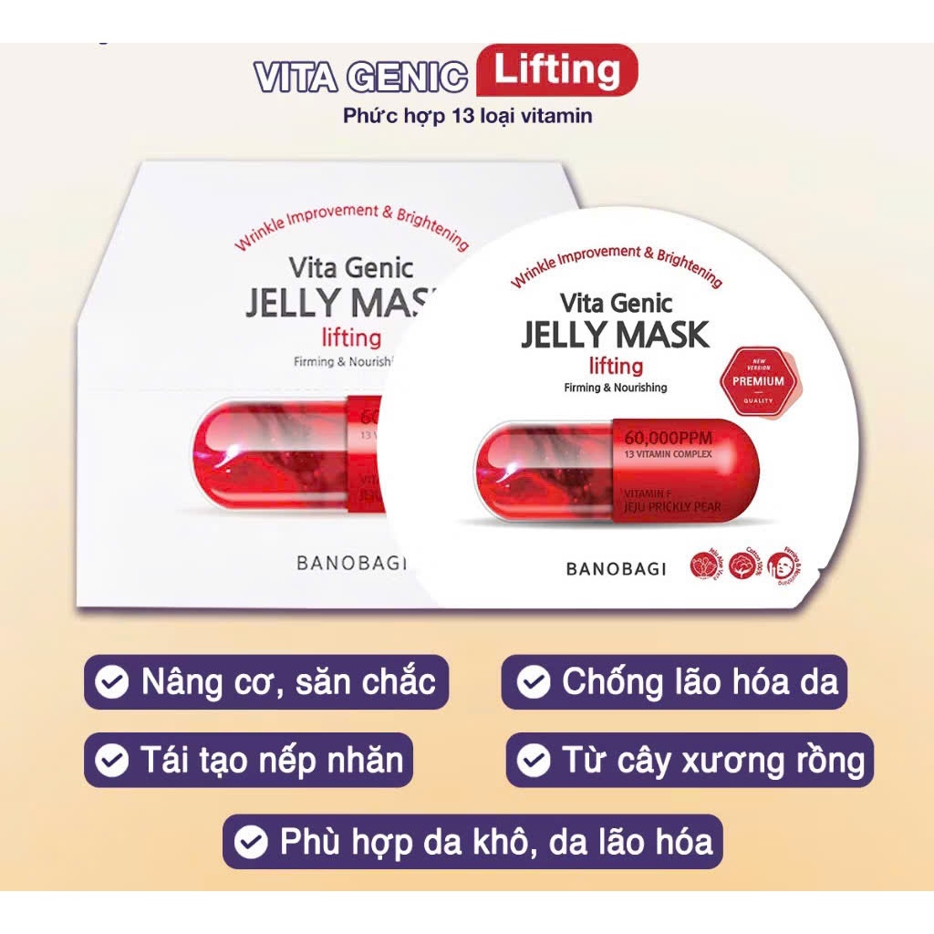 Combo(Hộp 10m) mặt nạ Banobagi dưỡng da chuyên sâu Vita Genic Jelly Mask và Whitening & Tone Up 30g