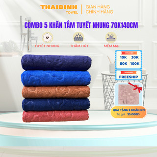 Combo 5 khăn tắm 50*100cm lông cừu dập gấu THAIBINH TOWEL bông mềm,thấm hút nước