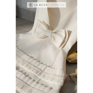 Đầm Nơ Hở Lưng Tiểu Thư LaRosa Đầm Chữ A Phối Bèo Nhún Đính Ngọc Mặc Dạo Phố, Dự Tiệc T126-SX