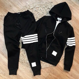 Bộ Nỉ Nam Nữ Chất Nỉ Bông, Dày Dặn, Trẻ Trung Năng Động Unisex Mặc Nhà Đi Chơi Gồm Áo Khóa Kéo Và Quần Jogger C1