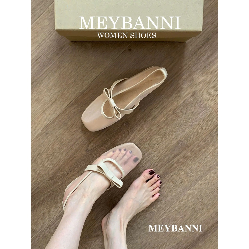 Giày Búp Bê MEYBANNI Mũi Vuông Lưới Mỏng Gắn Nơ Tiểu Thư - C430 | BigBuy360 - bigbuy360.vn