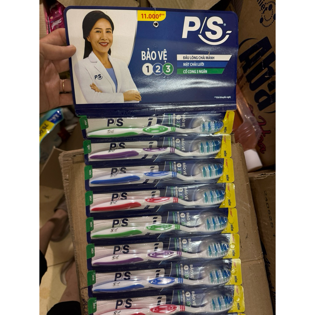 combo 12 bàn chải PS 123 giá bao bì 11k