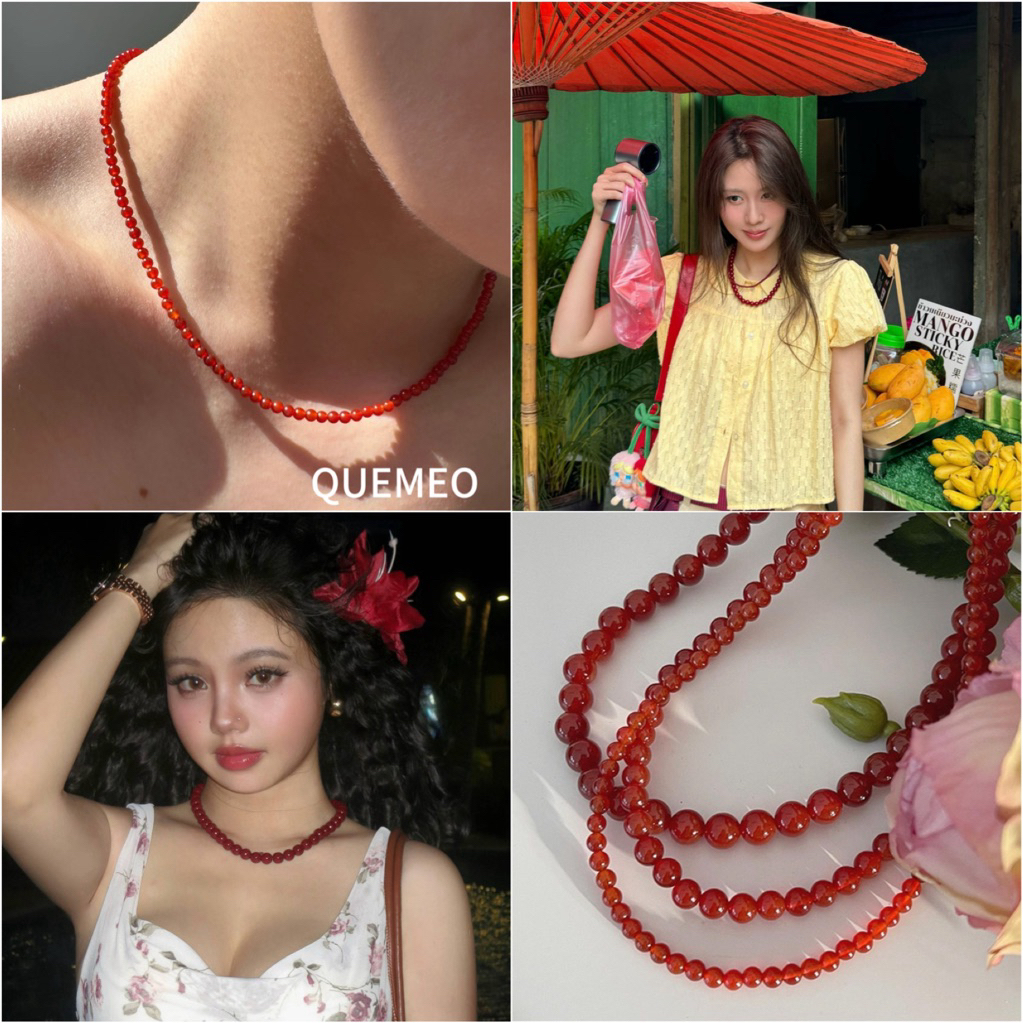 [SỈ] Vòng Mã Não Đỏ Trong Hàng Đẹp AGAT QUEMEO Vòng Cổ Chuỗi Trang Sức