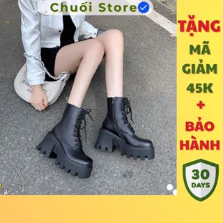 Giày boot nữ da PU tổng hợp dệt vải đế cao su dễ phối đồ cao cấp sang trọng thoải mái