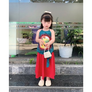 Set yếm in hình trung thu cho bé gái đi chơi,chụp hình xinh xắn 8-30kg B15
