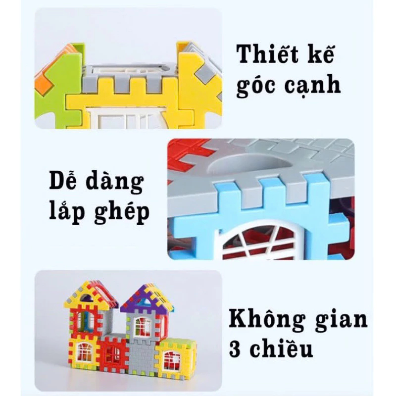 Đồ Chơi Xếp Hình Nhà Khối 3D Có Cửa Sổ Loại 150 Chi Tiết TÚI ZIP