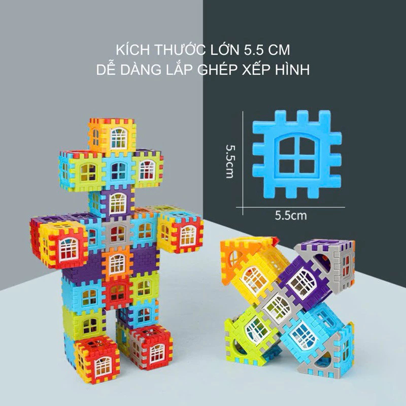 Đồ Chơi Xếp Hình Nhà Khối 3D Có Cửa Sổ Loại 150 Chi Tiết TÚI ZIP