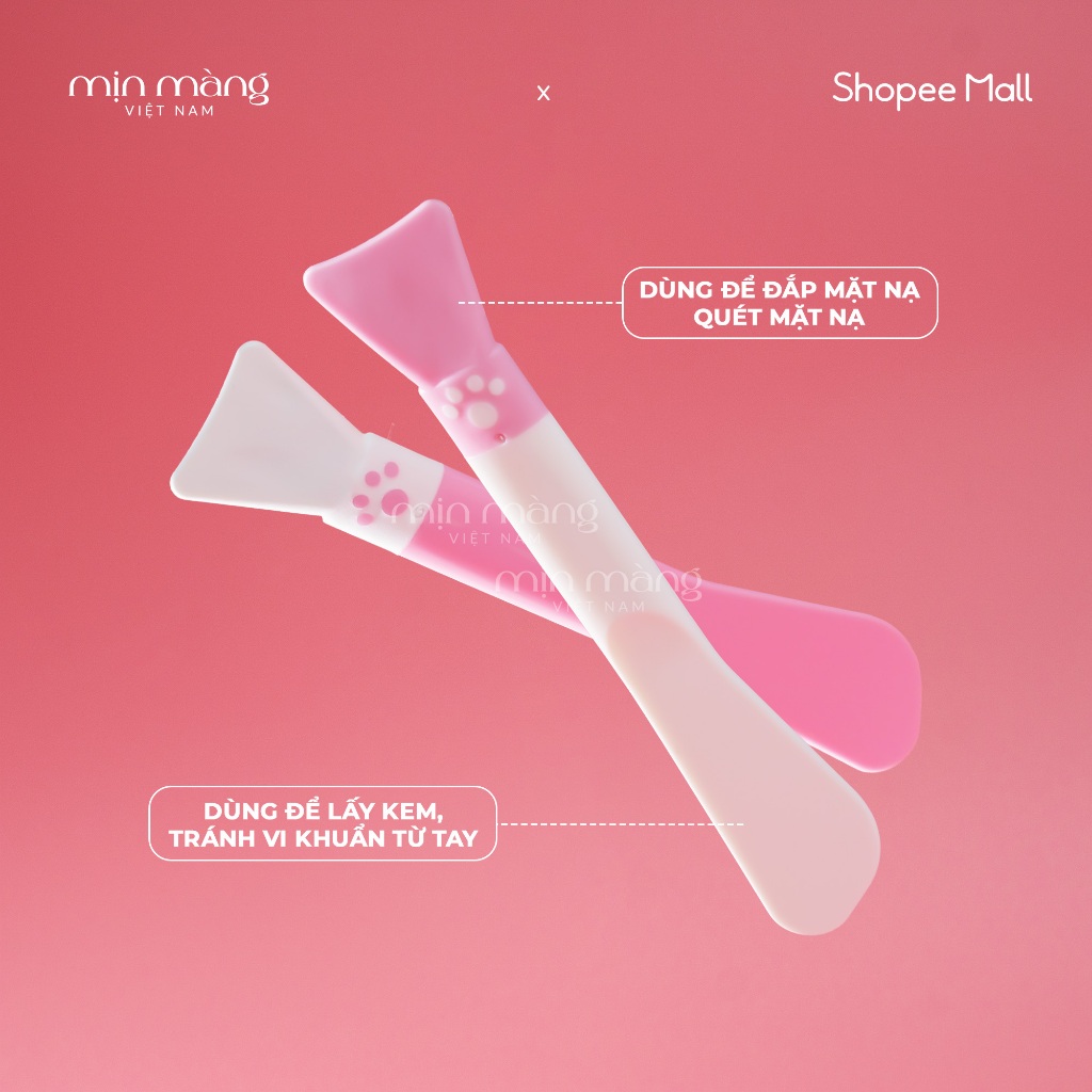 Cọ Silicon Đắp Mặt Nạ, Quét Bột, Cây Chổi Tán Mask Đất Sét Thiết Kế 2 Đầu - HÌNH CHÂN MÈO DỄ THƯƠNG