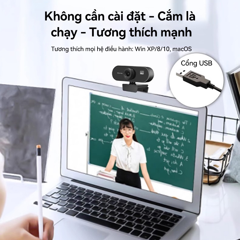 Webcam ICON 2K/4K Xoay 360° Có Mic - Camera PC & Laptop - Livestream, Học Online Full HD