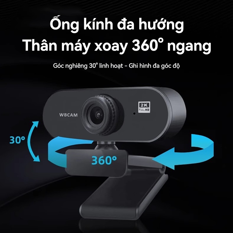 Webcam ICON 2K/4K Xoay 360° Có Mic - Camera PC & Laptop - Livestream, Học Online Full HD