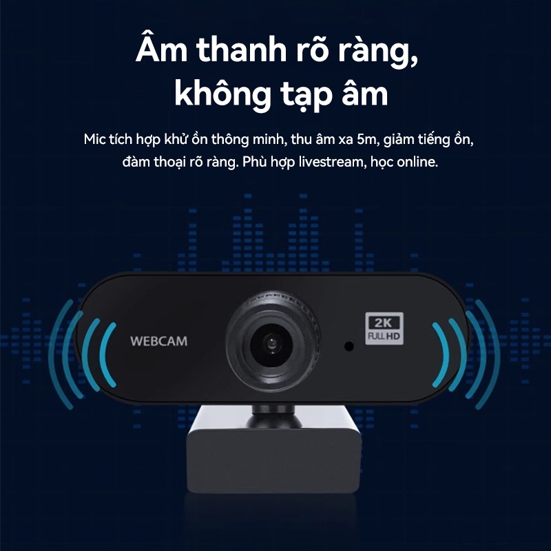 Webcam ICON 2K/4K Xoay 360° Có Mic - Camera PC & Laptop - Livestream, Học Online Full HD