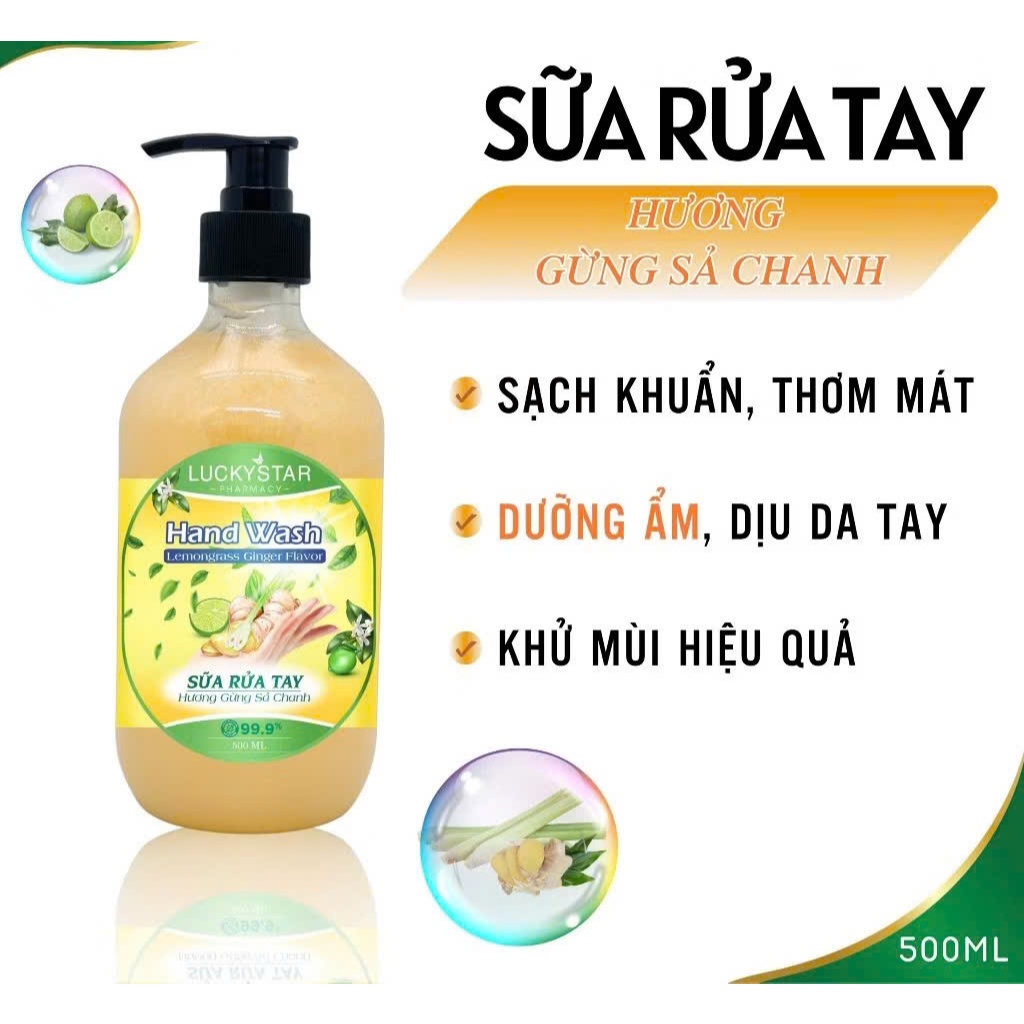 Sữa Rửa Tay Diệt Khuẩn LUCKY STAR Dưỡng Da Tinh Chất Trái Cây 500ML
