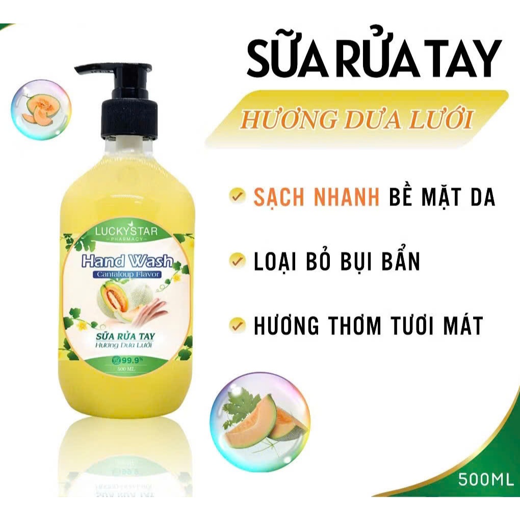 Sữa Rửa Tay Diệt Khuẩn LUCKY STAR Dưỡng Da Tinh Chất Trái Cây 500ML