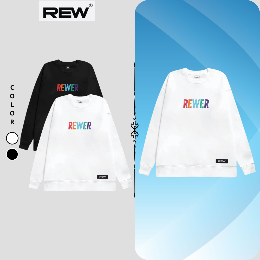 Áo Sweater REW form rộng chất liệu cotton dành cho cả nam và nữ basic ...