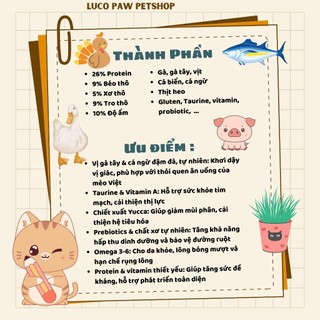 Thức ăn hạt Cat TA 360Gr cho Mèo trưởng thành, công nghệ Hàn Quốc, Gà Tây Cá Ngừ (Luco Paw Petshop)