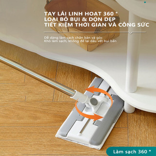Cây lau kẹp khăn lau nhà, lau tủ bếp đa năng Easy xoay 360 độ, chổi lau nhà tiện lợi khăn lau dùng 1 lần không cần giặt