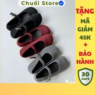 Giày bệt nữ da PU tổng hợp dệt vải đế cao su cao cấp đáng yêu nhẹ nhàng nữ tính