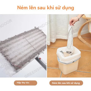 Cây lau nhà lười GREENSINDOOR kẹp khăn đa năng  360 độ thông minh lau kính trần nhà toilet bàn bếp