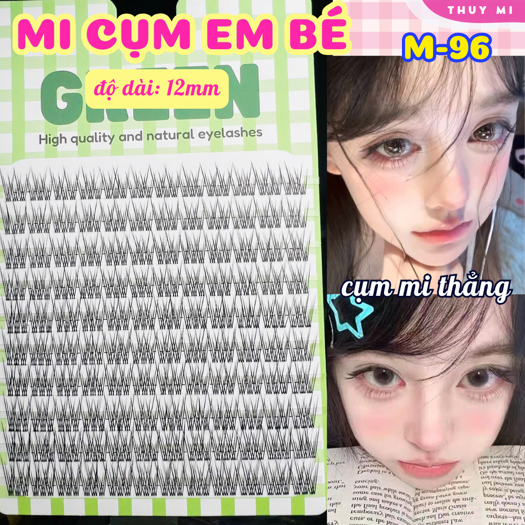Mi Giả Cụm Em Bé M96 Độ Dài 11mm (Mi Tự Tra Keo) GREEN Thủy Mi