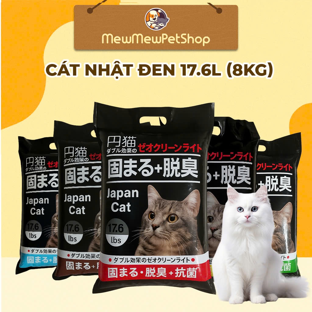 Cát nhật đen Japan cat 17L6(8KG) và 8L8(4KG) siêu vón cục khử mùi hôi