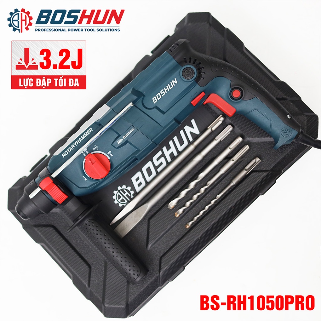 [MỚI] Máy Khoan Bê Tông BOSHUN BS-RH1050PRO 3 Chức Năng 1050W Plus 28mm - Lõi Đồng 100%