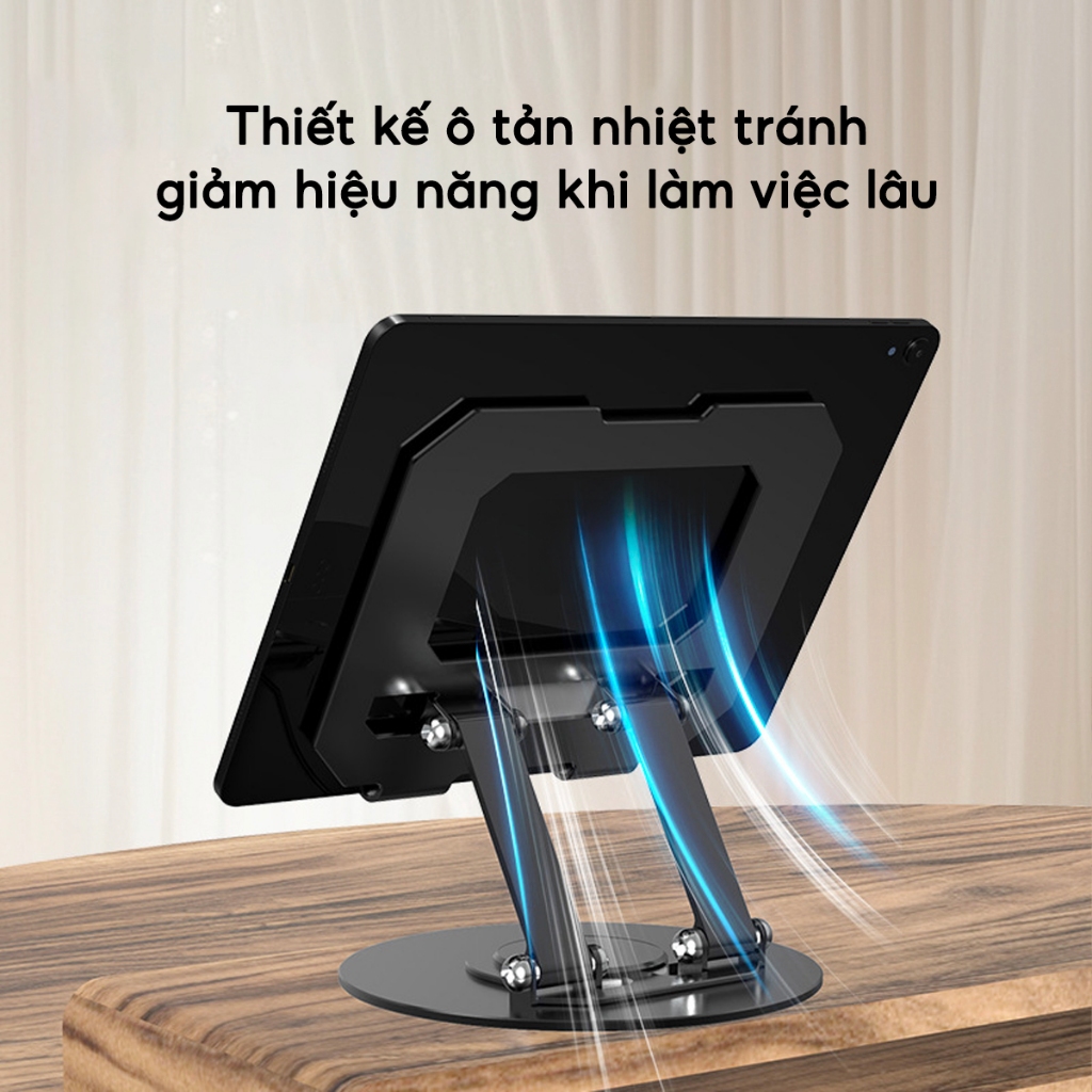 Giá Đỡ Ipad Máy Tính Bảng Hợp Kim Nhôm SMTech Xoay 360 Kệ Để Tablet Điện Thoại Để Bàn Gấp Gọn