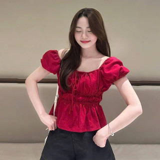 Áo babydoll linen kiểu coquette ngực xinh xắn BBD581