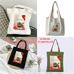 Túi tote 2/9 mừng Quốc Khánh có khóa kéo Không có gì quý hơn Độc Lập Tự Do túi vải canvas đi chơi đi học tota0219