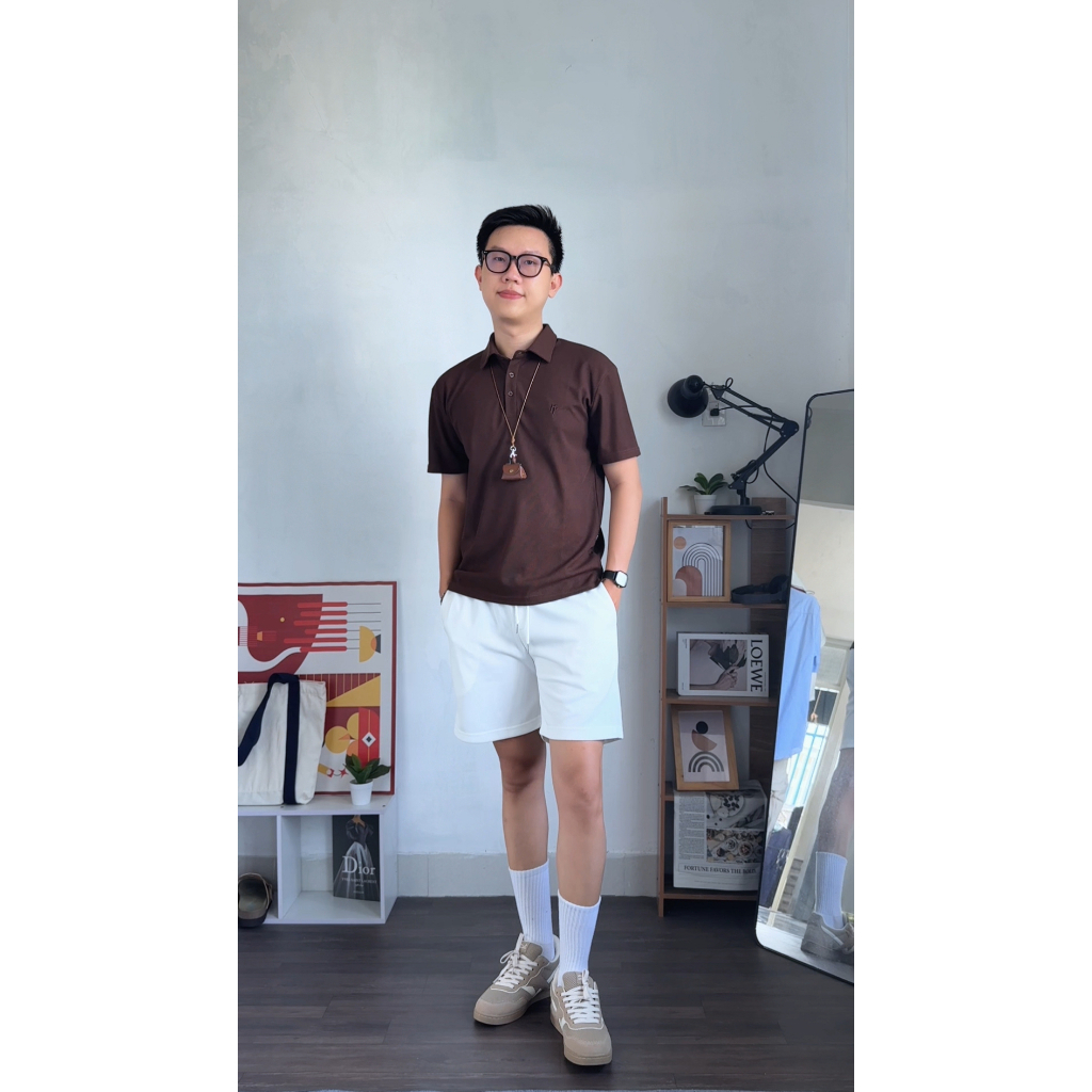 Quần Short Vải Cotton RT CLASSY Nam Nữ Form Trên Gối Ống Rộng