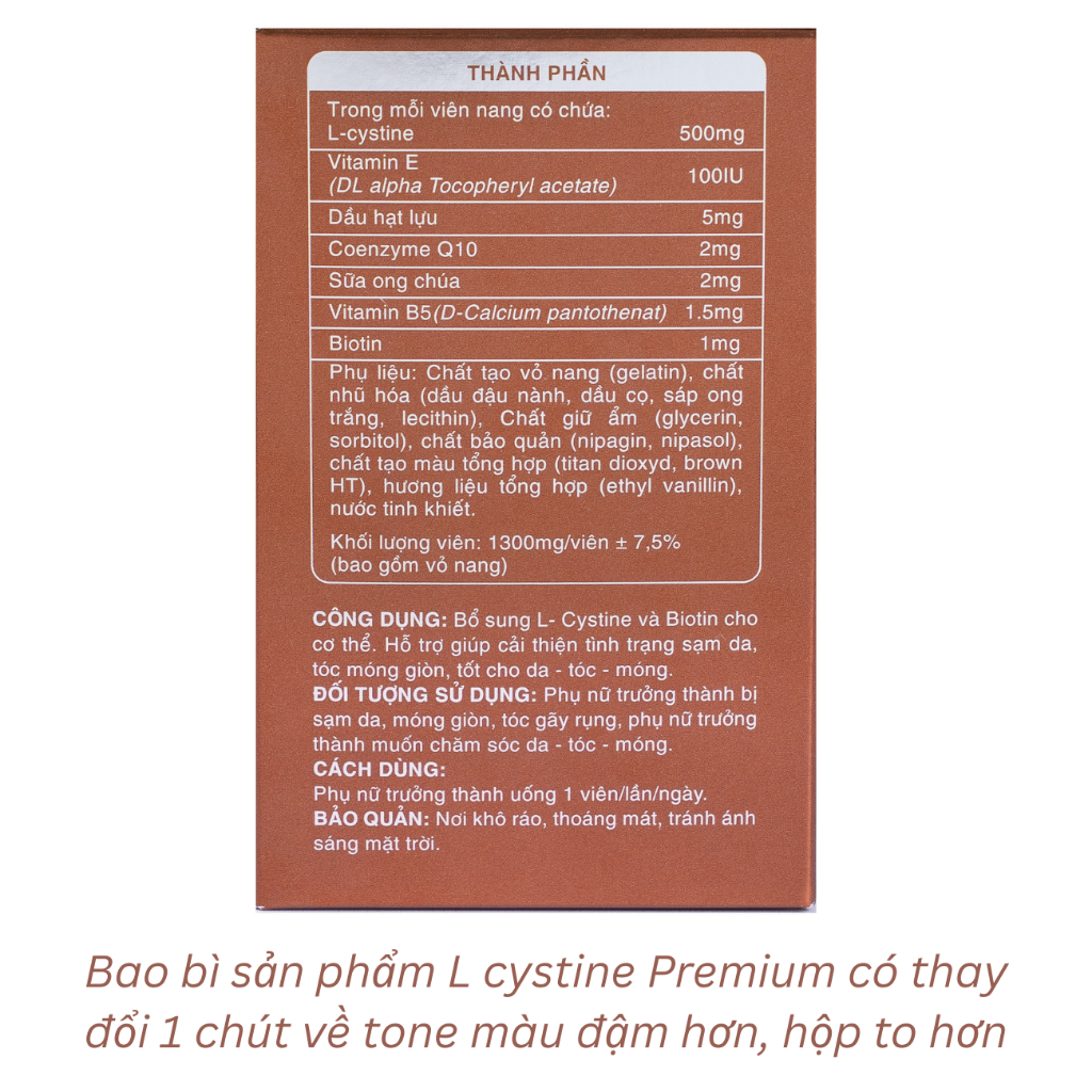 Thiết kế của L Cystine GBB Beauty Tiêu Chuẩn