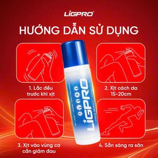 Chai Xịt Lạnh Giảm Đau Thảo Dược LIGPRO Giảm Đau Chấn Thương Thể Thao, Giảm Căng Cơ 160ml
