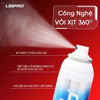 Chai Xịt Lạnh Giảm Đau Thảo Dược LIGPRO Giảm Đau Chấn Thương Thể Thao, Giảm Căng Cơ 160ml
