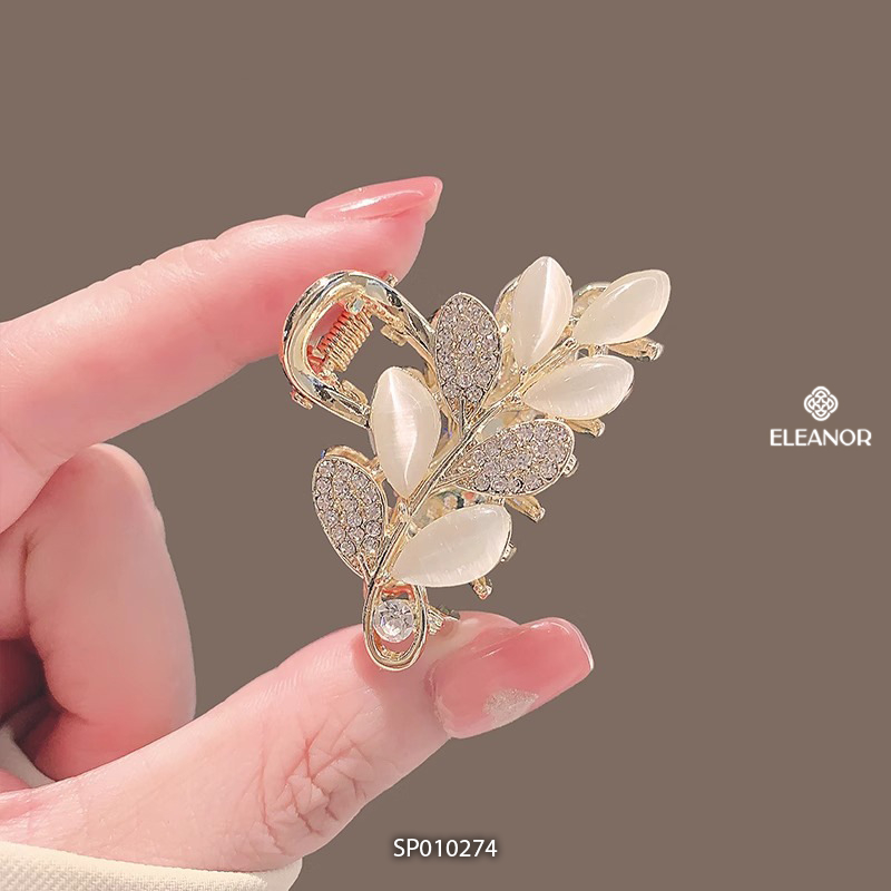 Kẹp tóc nữ càng cua Eleanor Accessories kẹp tóc thiết kế hình lá đính đá phụ kiện tóc 10274