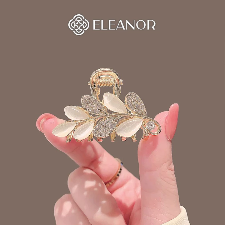 Kẹp tóc nữ càng cua Eleanor Accessories kẹp tóc thiết kế hình lá đính đá phụ kiện tóc 10274