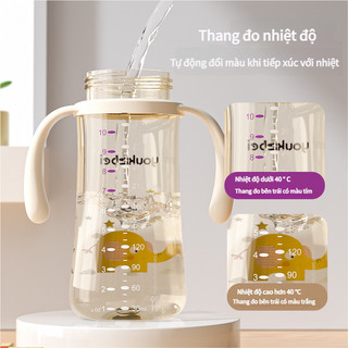 Youkebei Cốc học uống hình nhân vật, cốc sữa, cốc nước PPSU cho trẻ nhỏ, cốc cho bé khi ra ngoài, bình sữa có ống hút