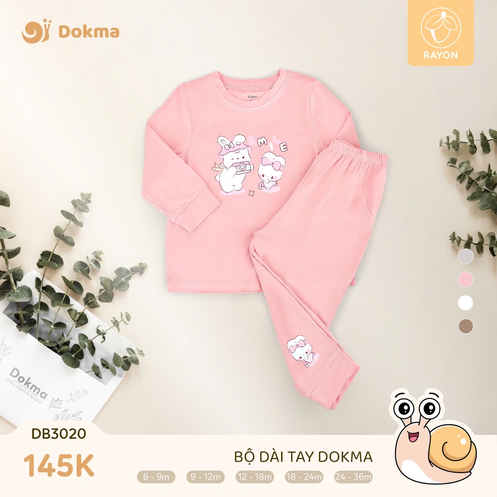 (9-13kg, 9-36M) Bộ Cotton Cài Vai Dài Tay DOKMA Cho Bé DB2044 DB3179 DB3121 DB3020 DB3026