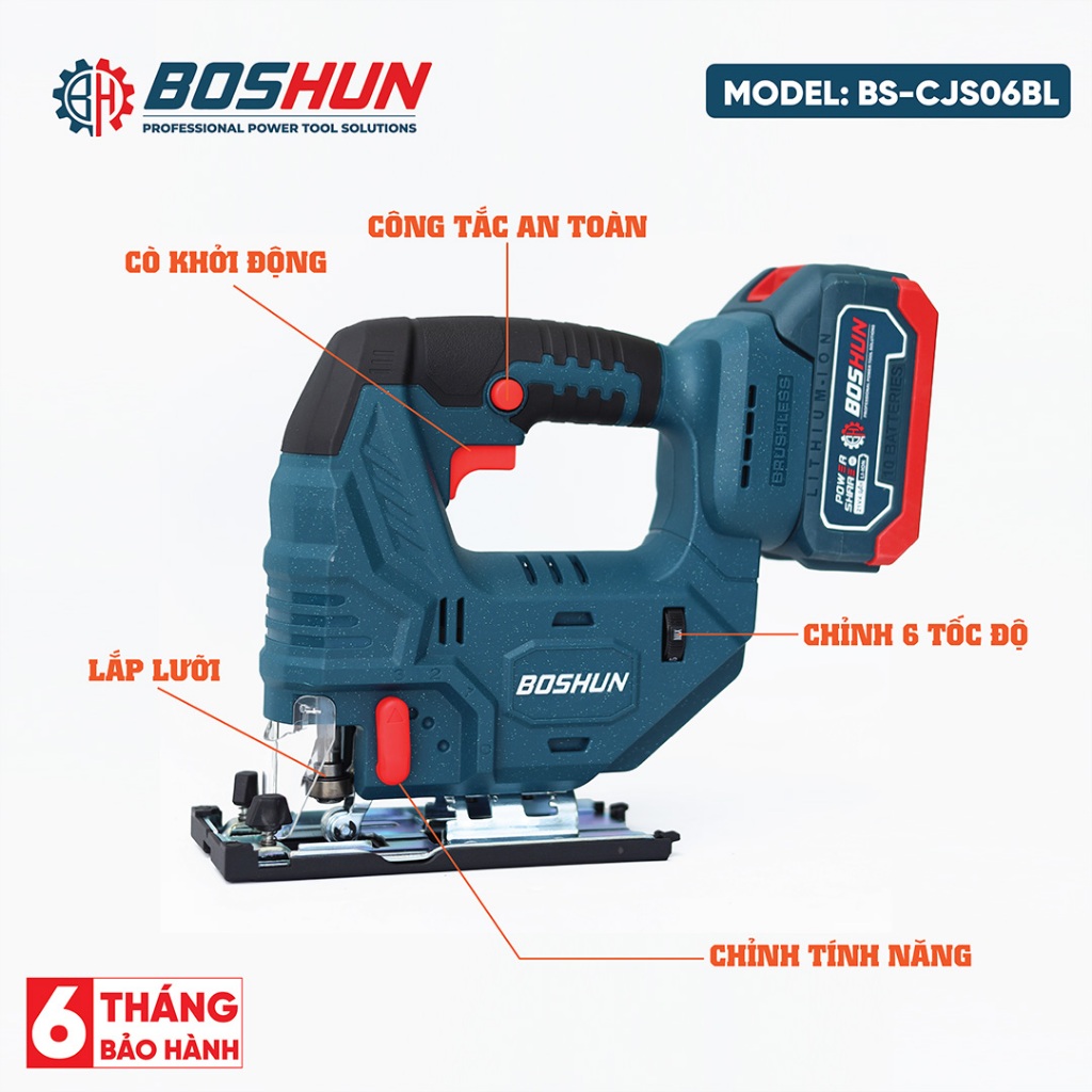 [KÈM 5 LƯỠI] Máy Cưa Lọng Cầm Tay Boshun BS-CJS06BL Tặng Kèm Bộ 5 Lưỡi Cắt