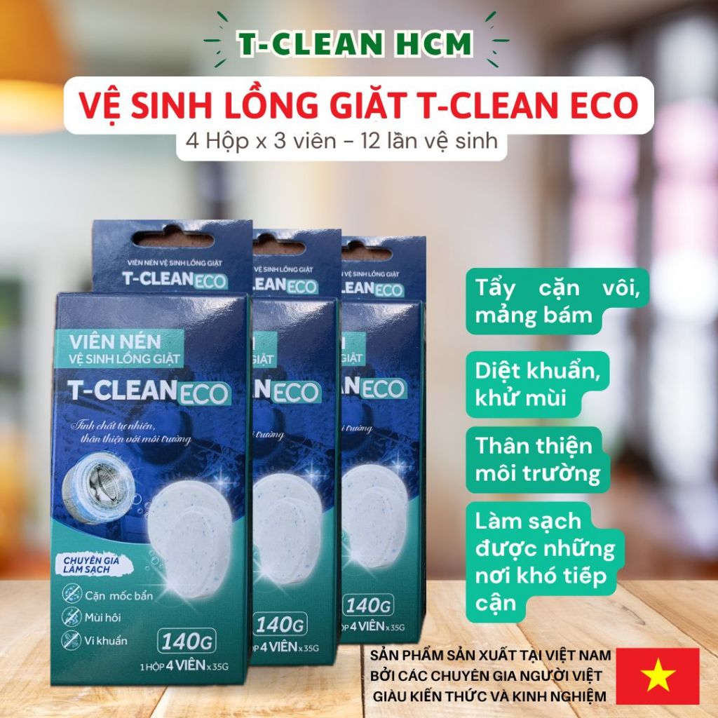 Combo 3 hộp 4v Tẩy Lồng Giặt T-Clean (12 viên/12 lần) Vệ Sinh Máy Giặt ...