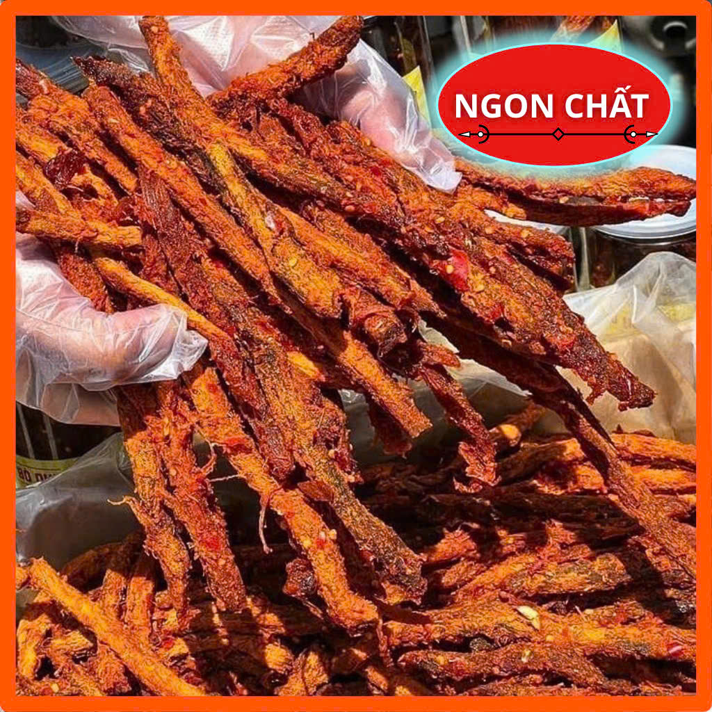 Khô bò que Hồng Ngự cao cấp nhà làm, thịt bò khô chất lượng số 1 cay dai mềm, đồ ăn vặt HTC Food