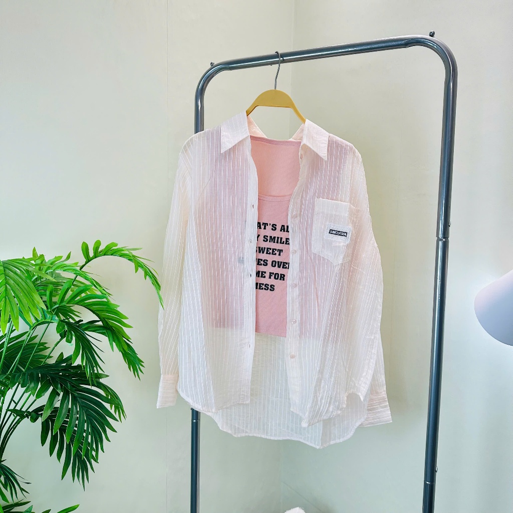 (Tặng Ba Lỗ) Áo Sơ Mi Kẻ Sọc Voan Tơ Mềm Dài Tay Có Túi Đi Làm Đi Chơi | TIQI CLOTHING