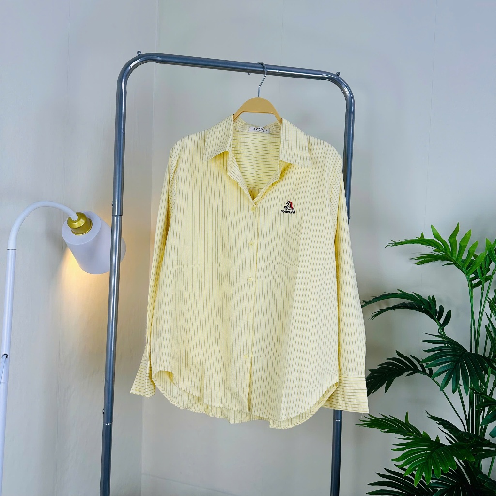 Áo Sơ Mi Nữ Kẻ Sọc Thêu The Camel, Sơ Mi Chất Cotton Đũi Mềm Mại, Thấm Hút Mồ Hôi Freesize|TiQi Clothing